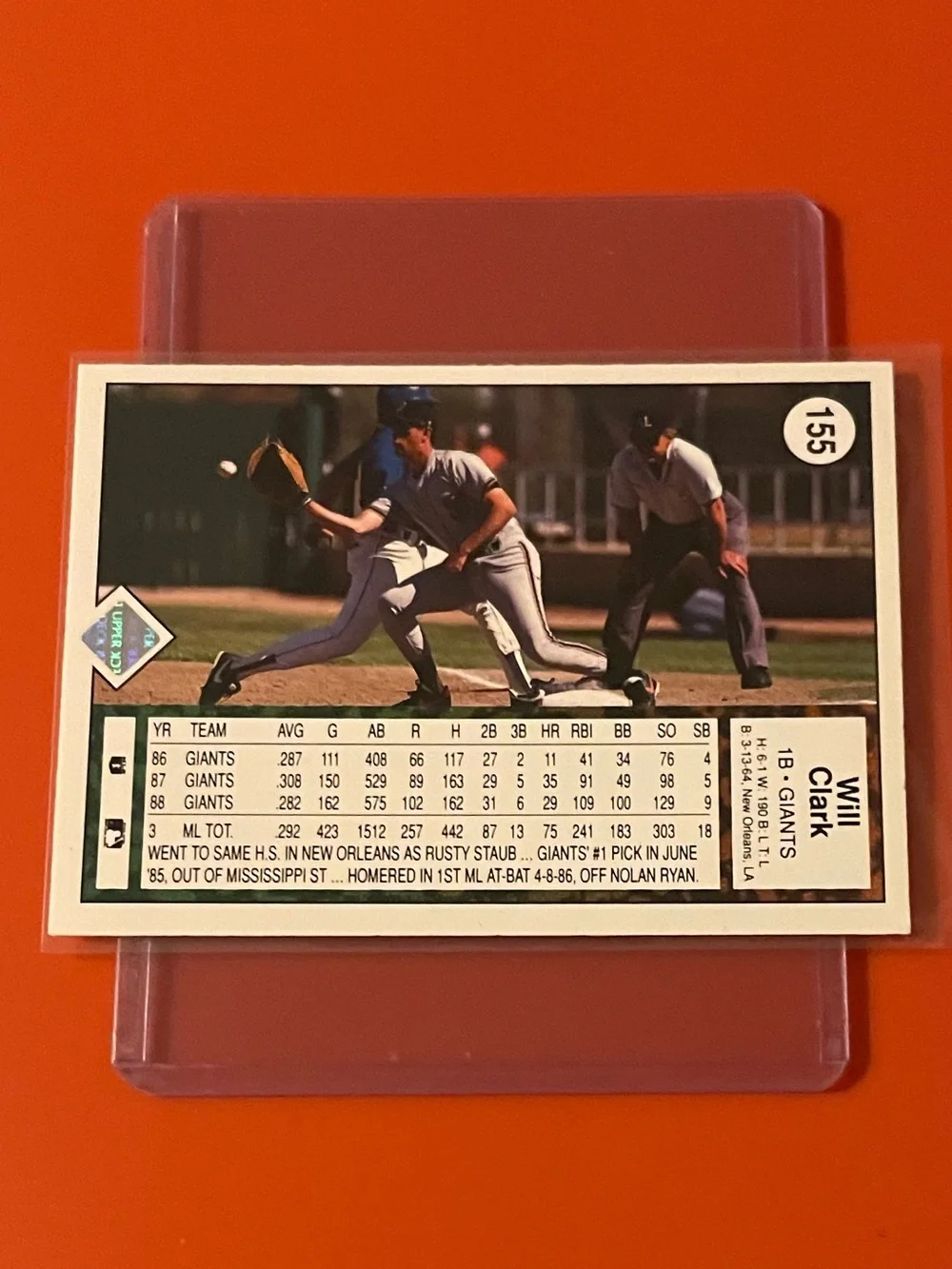 Will Clark #155 1989 Upper Deck Baseball Trading Card